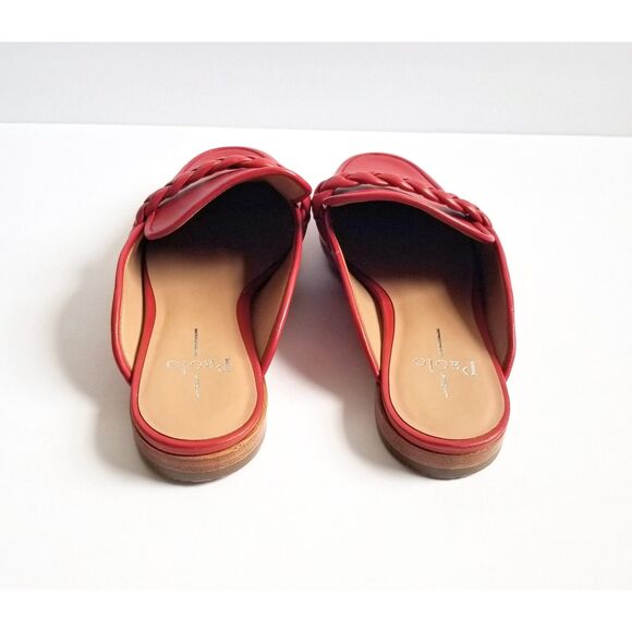 LINEA PAOLO Amy Braided Keeper Mules Red Napa Leather Sz 6.5 Slip On - Picture 9 of 12